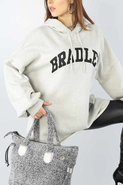 Gri Baskılı Şardonlu Bayan Sweat Tunik 53597