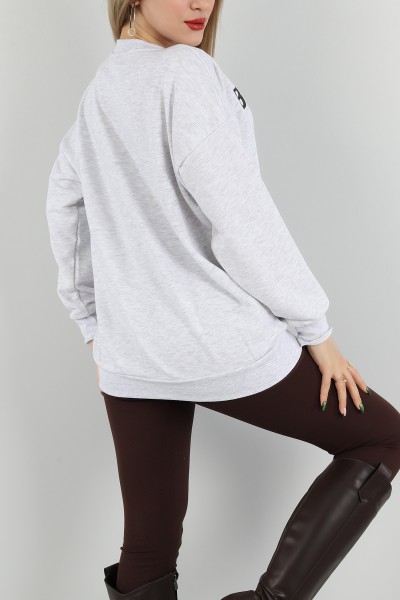Gri Baskılı Üç İp Bayan Sweat 149542