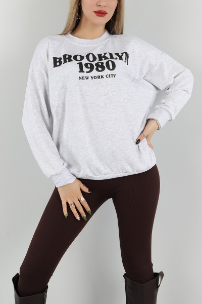 Gri Baskılı Üç İp Bayan Sweat 149542