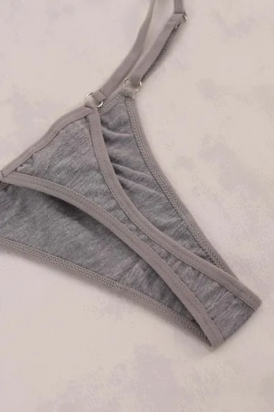 Gri Beli Ayarlanabilir Kadın Tanga Külot 415960
