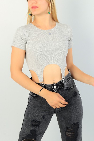 Gri Beli Çengelli Fitilli Body 71303