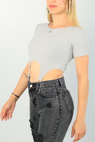 Gri Beli Çengelli Fitilli Body 71303