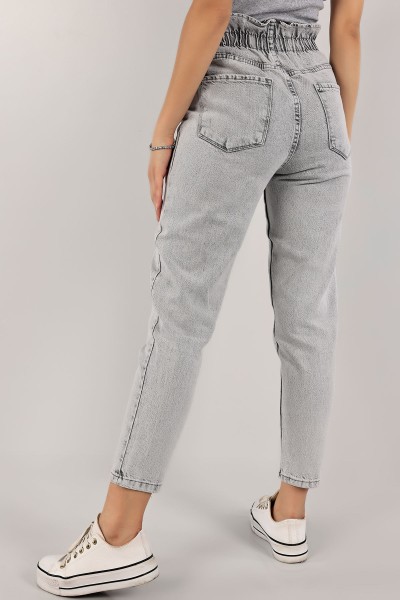 Gri Beli Lastikli Mom Kot Pantolon 134626