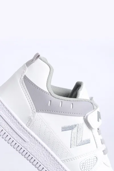 Gri Beyaz (31-35 Filet ) Z Nakışlı Kalın Topuk  Cırtlı Kız Çocuk Spor Ayakkabı 308195