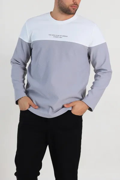gri-beyaz-regular-fit-kabartma-baskili-erkek-sweatshirt-305870