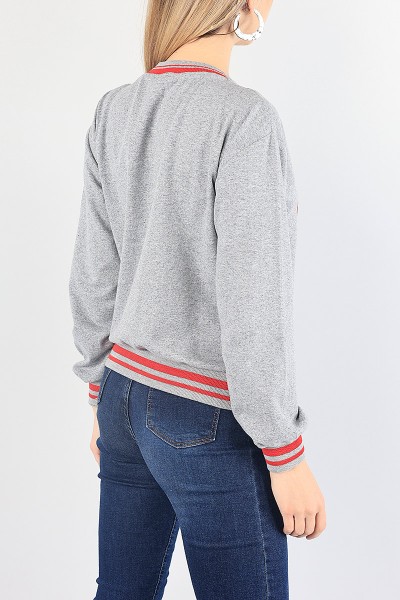 Gri Bisiklet Yaka Bayan Sweat 87755