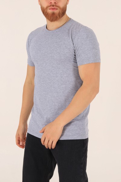 Gri Düz Kesim Basic Erkek Tişört 172957