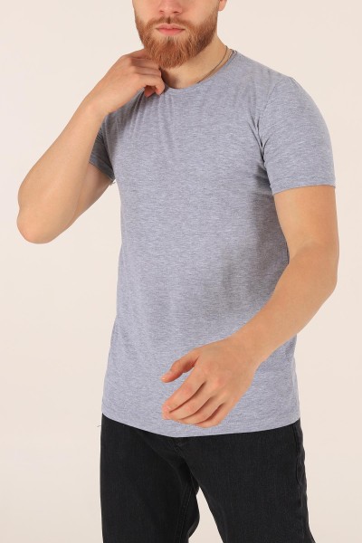 Gri Düz Kesim Basic Erkek Tişört 172957