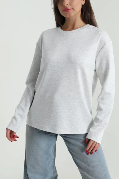 Gri Bisiklet Yaka Oysho Kadın Bluz 491385