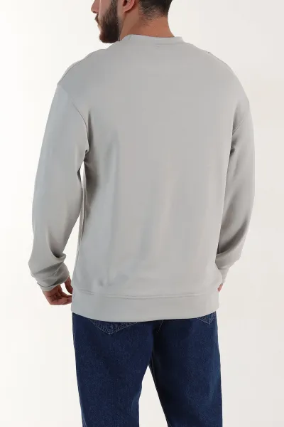 Gri Bisiklet Yaka Uzun Kollu Erkek Sweatshirt 396970