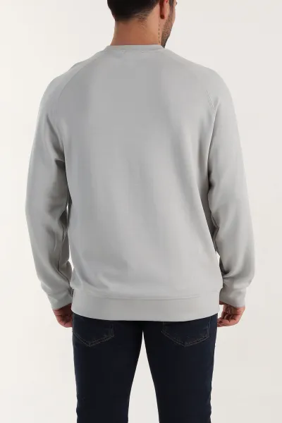 Gri Bisiklet Yaka Yazı Detaylı Erkek Sweatshirt 396244