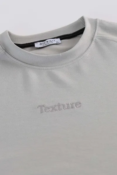Gri Bisiklet Yaka Yazı Detaylı Erkek Sweatshirt 396244