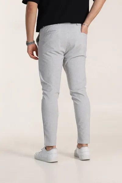 Gri Boyfriend Bel Arkası Lastikli Gofre Kumaş Erkek Pantolon 344986