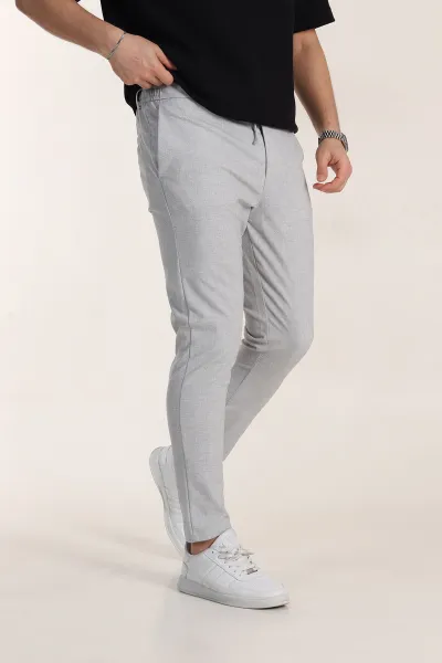 Gri Boyfriend Bel Arkası Lastikli Gofre Kumaş Erkek Pantolon 344986