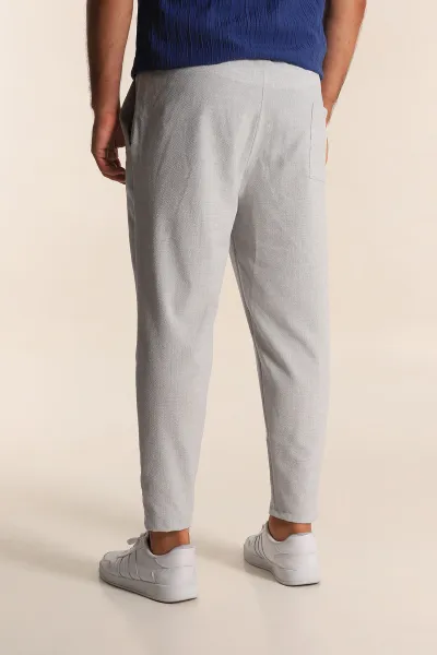 Gri Boyfriend Fit Gofre Kumaş Çimalı Erkek Kumaş Pantolon 290545
