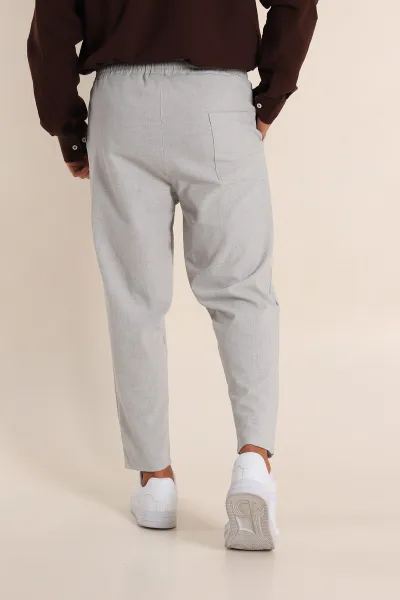 Gri Boyfriend Fit Gofre Kumaş Erkek Kumaş Pantolon 290549