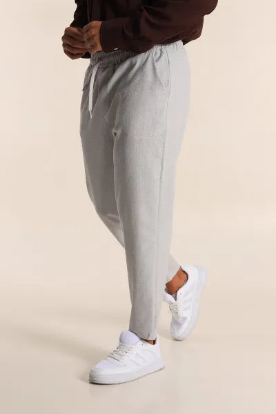 Gri Boyfriend Fit Gofre Kumaş Erkek Kumaş Pantolon 290549