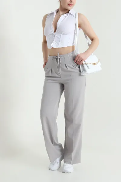 gri-cift-pileli-beli-lastikli-kadin-pantolon-449005