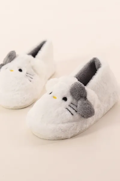 Gri Ekru ( 30 - 35 ) Peluş Figürlü Kız Çocuk Panduf 391089