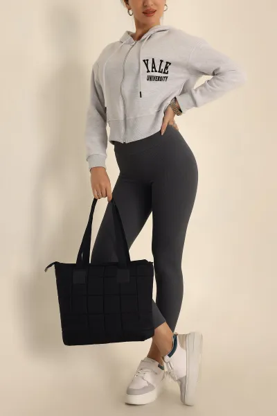 Gri Fermuarlı İçi Şardonlu Bayan Sweat 224410