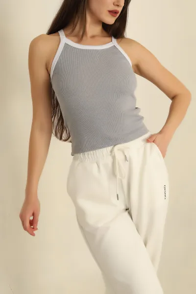 Gri Fitilli Likralı Bluz 269948