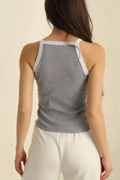 Gri Fitilli Likralı Bluz 269948