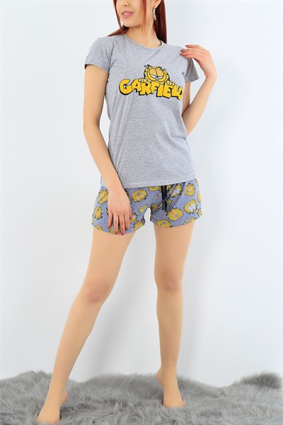 Gri Garfield Baskılı Bayan Pijama Takımı 31308