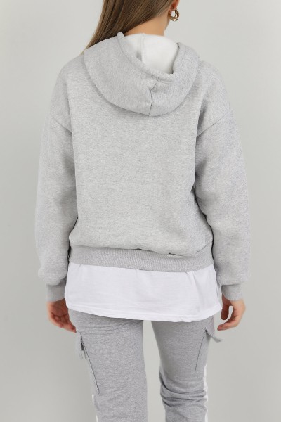 Gri Garnilli İçi Şardonlu Bayan Sweat 146352