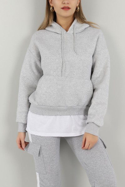 Gri Garnilli İçi Şardonlu Bayan Sweat 146352