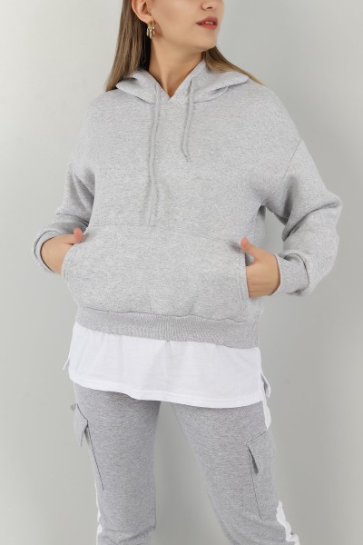 Gri Garnilli İçi Şardonlu Bayan Sweat 146352