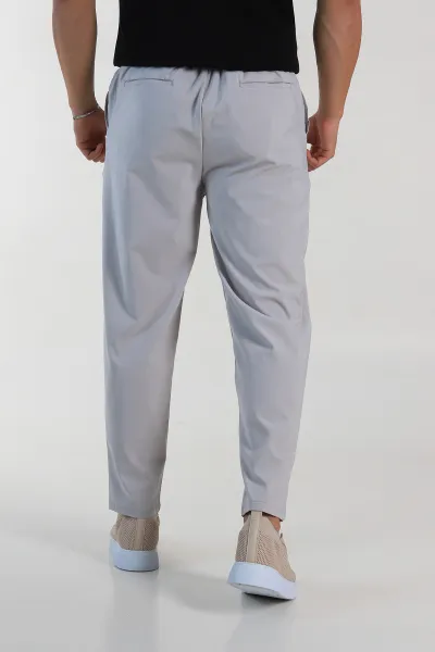 Gri Havuç Kesim Paraşüt Kumaş Bel Arkası Lastikli Erkek Pantolon 278936