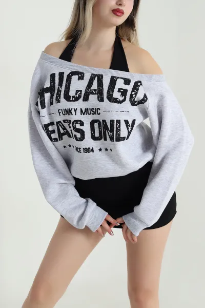 Gri İç Atletli Şardonlu Kadın Sweat 489132
