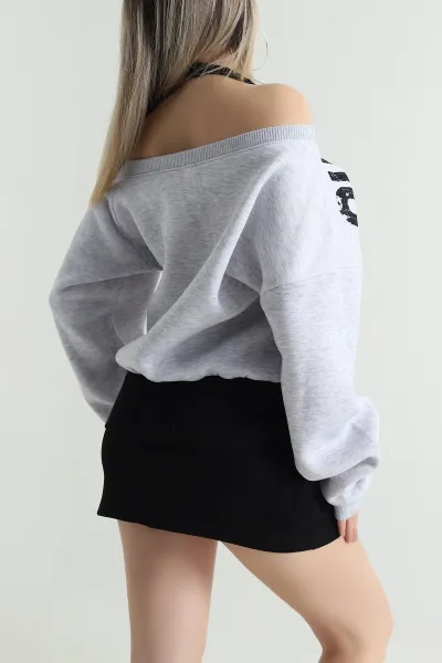 Gri İç Atletli Şardonlu Kadın Sweat 489132