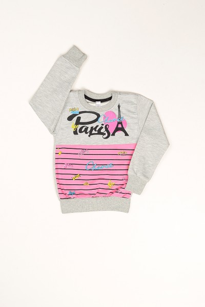 Gri İçi Şardonlu Baskılı Kız Çocuk Sweat 80752