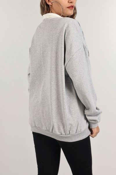 Gri İçi Şardonlu Baskılı Sweat 140307