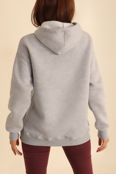 Gri İçi Şardonlu Kanguru Cep Sweat 207840