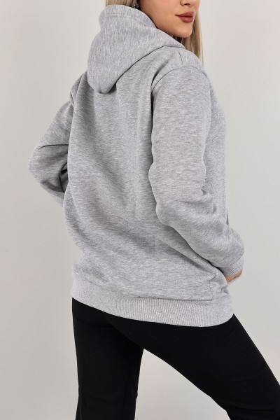 Gri İçi Şardonlu Kapüşonlu Bayan Sweat 141622