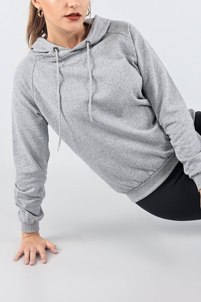 Gri İçi Şardonlu Kapüşonlu Bayan Sweat 87751
