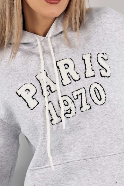 Gri İçi Şardonlu Süzene Nakışlı Sweat 136923