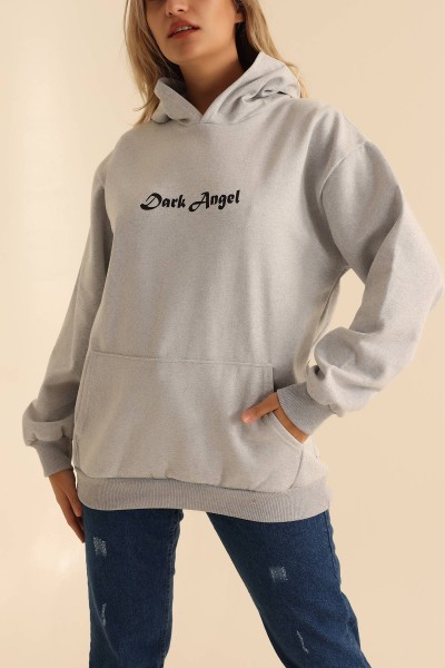 Gri İki İp Kapüşonlu Bayan Sweat 199604