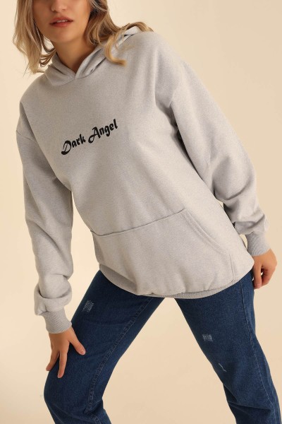 Gri İki İp Kapüşonlu Bayan Sweat 199604