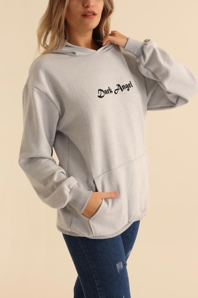 Gri İki İp Kapüşonlu Bayan Sweat 199604