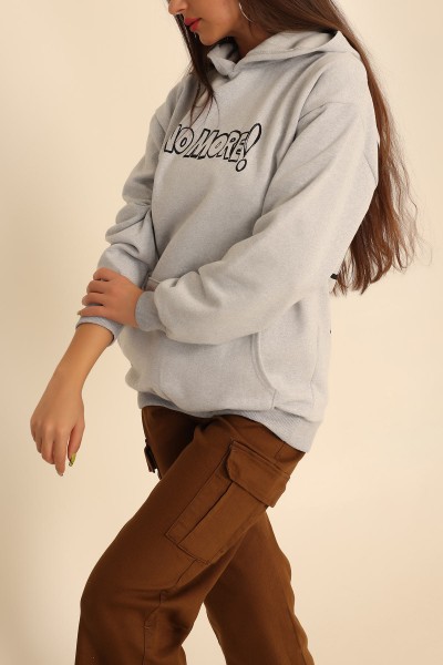 Gri İki İp Kapüşonlu Bayan Sweat 199607