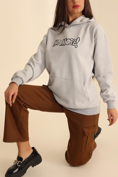 Gri İki İp Kapüşonlu Bayan Sweat 199607