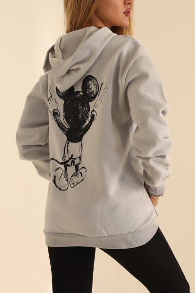 Gri İki İp Kapüşonlu Bayan Sweat 199610