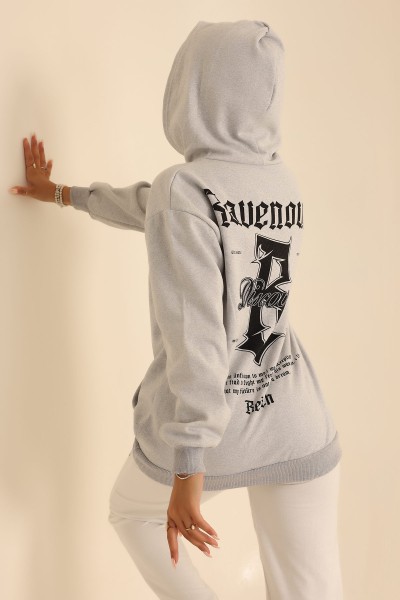 Gri İki İp Kapüşonlu Bayan Sweat 199613