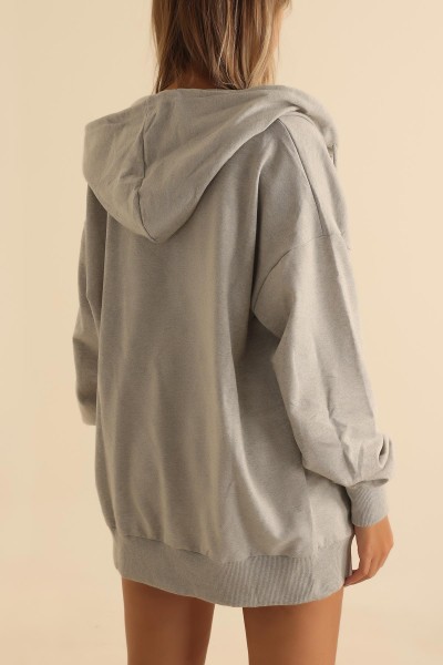 Gri İki İp Oversize Bayan Hırka 203206