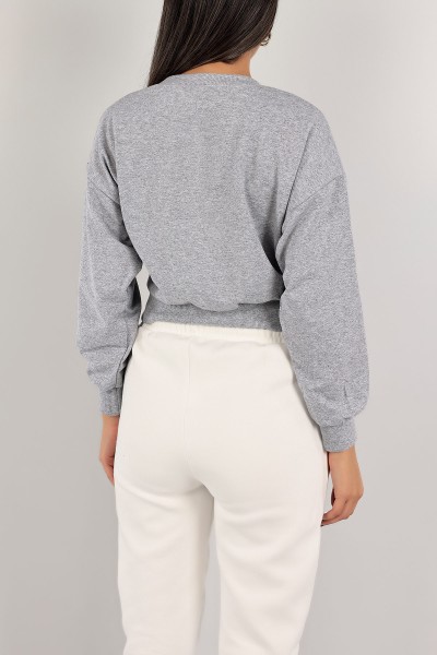 Gri İki İplik Nakışlı Sweat 141319