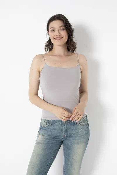 Gri İp Askılı Kadın Uzun Atlet 274261