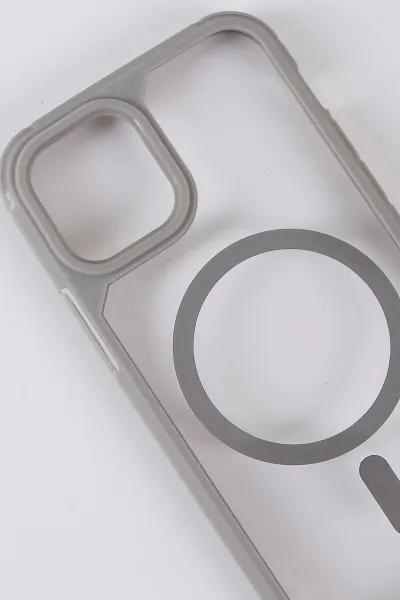 Gri İphone 12 Uyumlu Sky Magsafe Serisi Sert Silikon Telefon Kılıfı 425559